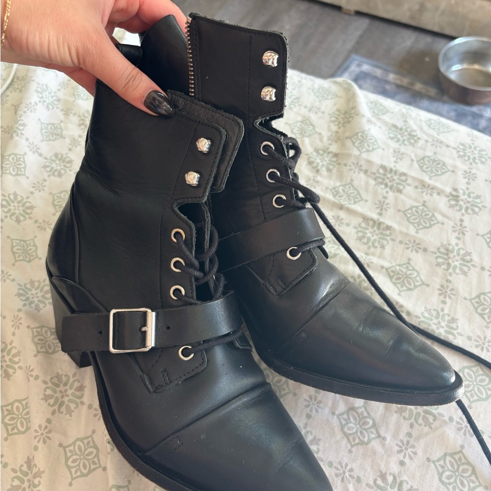Allsaints Black Leather Ankle Katy Boots